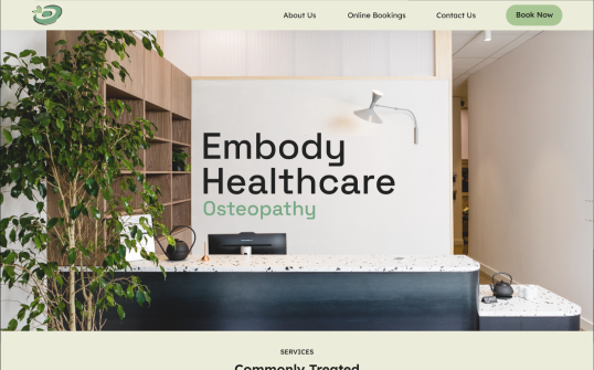 Screenshot of the Embody Osteopathy website